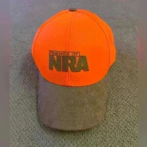 NRA by Americap Hunter Orange with Faux Suede Brim Snap Back Adjustable Ball Cap
